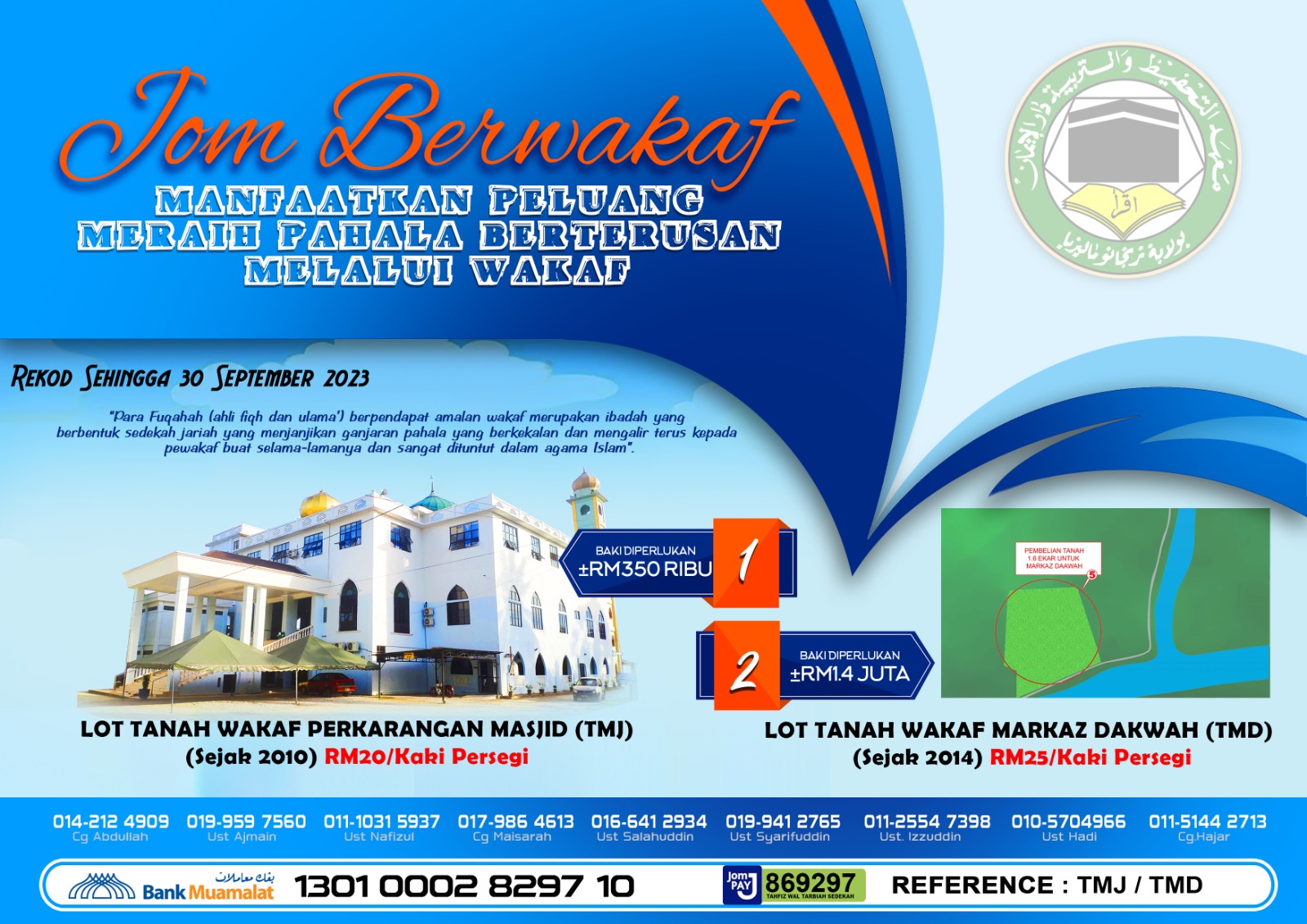 Jualan Lot Tanah Wakaf Perkarangan Masjid & Markaz Dakwah